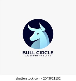 Bull circle logo design vector