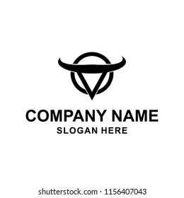 Bull and circle logo template vector