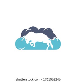 Bull cloud shape vector logo design.