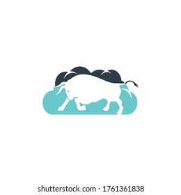Bull cloud shape vector logo design.