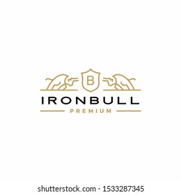 bull coat of arms logo vector icon illustration