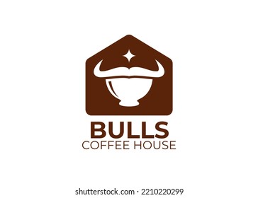 Bull Coffee House Logo Template, Icon Coffee Shop, Coffee Break Logo 
