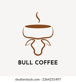 Bull coffee logo design creative idea