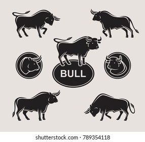 Bull collection set. Vector