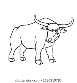  Bull colouring book for kids, vector illustration, Animals
