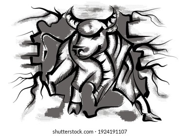 brote de la ilustración del vector de pared