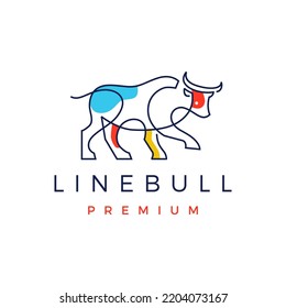 Bull Continuous Line Monoline Art Logo Vector Icon Illustration