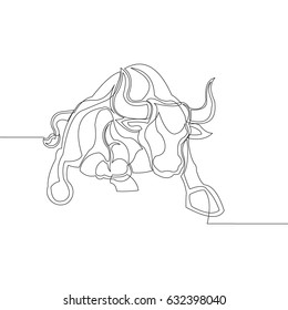 Bull Continuous Line Style Design Vector