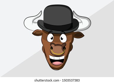 Bull cool comic cartoon happy