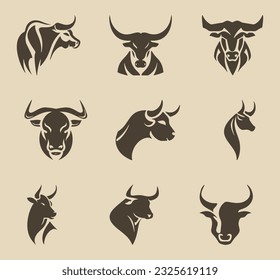 Bull, cow, angus, buffalo, cattle Head logo. Premium logo. Elegant logo symbol design illustration vector for company.