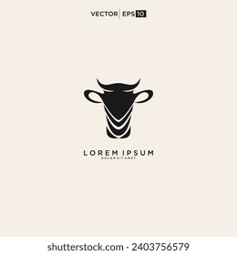 Bull, Cow, Angus, Cattle Head Vector Icon Logo design Template