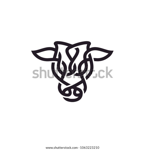 Bull Cow Angus Cattle Head Celtic Stock Vector Royalty Free