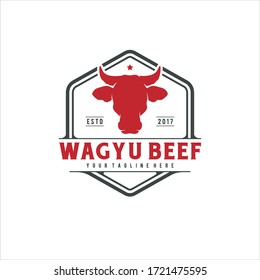 Bull Cow Buffalo Head For Beef Wagyu Vintage Emblem Logo Design Vector Image