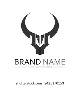 bull and cow buffalo logo design icon vector horn animals mammals 