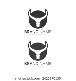 bull and cow buffalo logo design icon vector horn animals mammals 