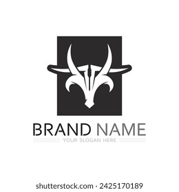 bull and cow buffalo logo design icon vector horn animals mammals 