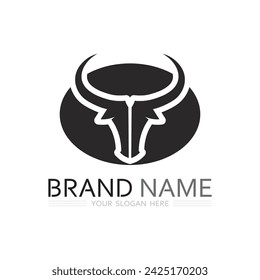 bull and cow buffalo logo design icon vector horn animals mammals 