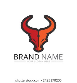 bull and cow buffalo logo design icon vector horn animals mammals 