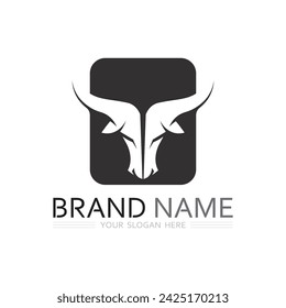 bull and cow buffalo logo design icon vector horn animals mammals 