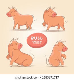 Bull cow Cartoon set isolated