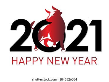 Bull (bull, cow) is the Chinese symbol of the year. Bull Chinese New Year symbol vector illustration. Happy New Year. 2021