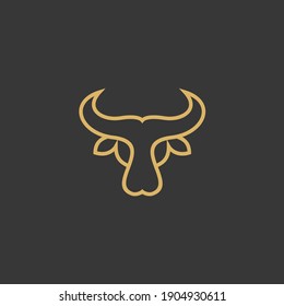 Bull cow head abstract line art logo design taurus vector symbol illustration