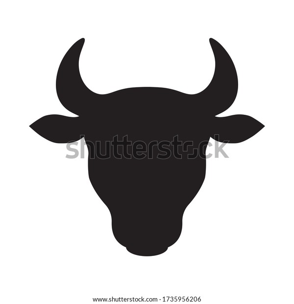 Bull Cow Head Black White Silhouette Stock Vector (Royalty Free ...