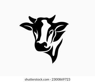 bull cow head front view logo template illustration inspiration