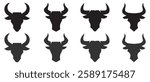 bull and cow head vector silhouette with big horn