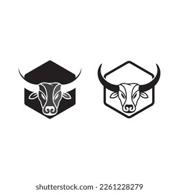 bull and cow logo design icon vector horn animals