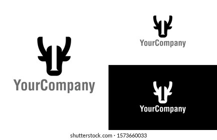 Bull and cow logo design template. Simple minimalist template graphic illustration. Creative vector emblem, for icon or design concept.