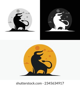 Bull Cow Moon Silhouette Abstract Logo