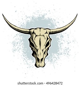 Bull (cow) skull with horns vector