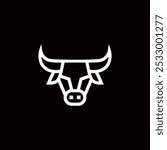 Bull, cow, taurus logo, simple minimalist, bold line, linear, horn logo vector illustration