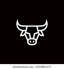 Toro, vaca, logotipo de taurus, minimalista simple, línea audaz, lineal, Ilustración vectorial de logotipo de cuerno