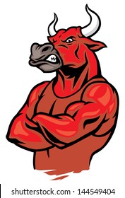 bull in crossed arm pose and showing the muscles