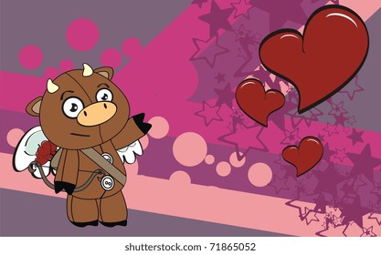 bull cupid cartoon background in vector format
