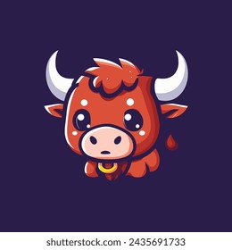 Bull Cute Mascot Logo Illustration Chibi is awesome logo, mascot or illustration for your product, company or bussiness