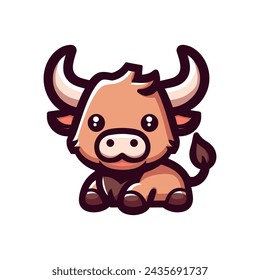 Bull Cute Mascot Logo Illustration Chibi is awesome logo, mascot or illustration for your product, company or bussiness