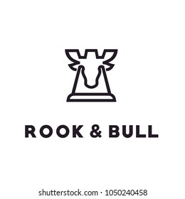 Bull Deer Moose Antler chess rook fortress logo