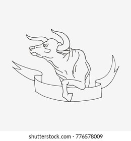 Bull design symbol. Hand drawn vector illustration