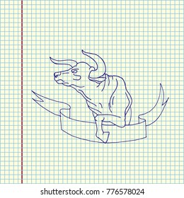 Bull design symbol. Hand drawn vector illustration
