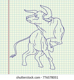 Bull design symbol. Hand drawn vector illustration