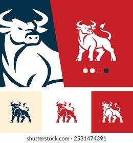 Imagem de vetor de design de touro sobre fundo branco, ilustração de vetor, logotipo animal, conjunto de logotipo