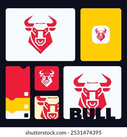 Bull design vector image on white background, vector illustration, Animal Logo, logo set