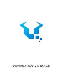 Bull digital simple logo vector mascot illustration