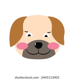 bull dog emoticon head. kawaii emoticon simple variant expression