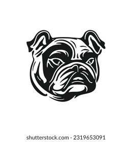 Bull dog face logo of bulldog head silhouette vector clipart, mascot sticker symbol, animal character icon. isolated on white background.