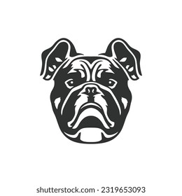Bull dog face logo of bulldog head silhouette vector clipart, mascot sticker symbol, animal character icon. isolated on white background.