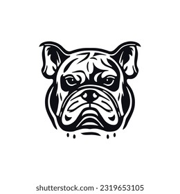 Bull dog face logo of bulldog head silhouette vector clipart, mascot sticker symbol, animal character icon. isolated on white background.